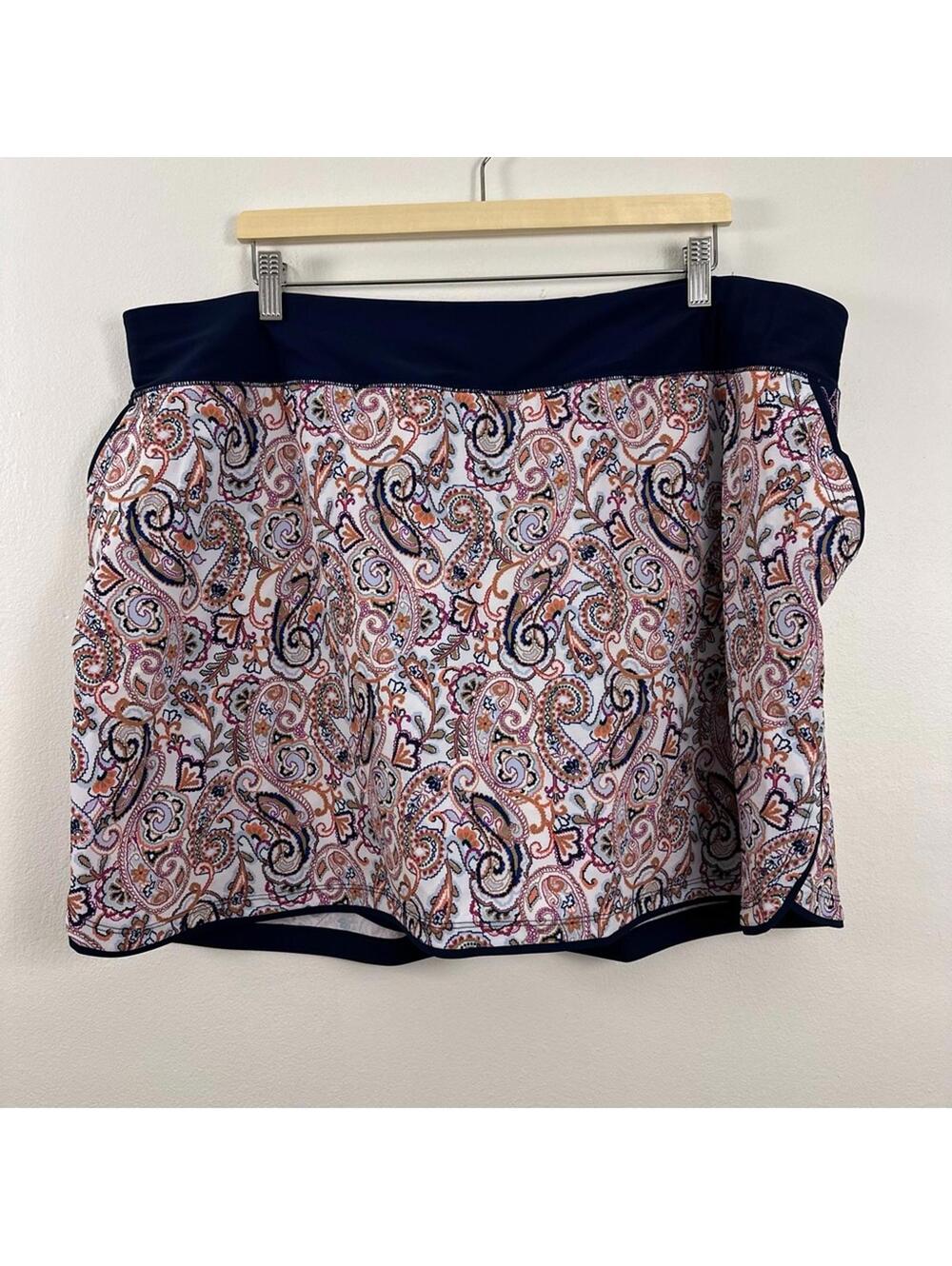 Lands' End Paisley Brief Swim Skort Women's Size 24W